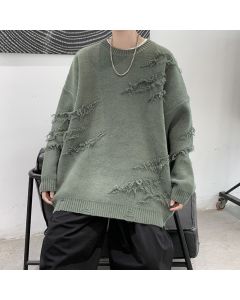 Retro Casual Slit Knit Sweater