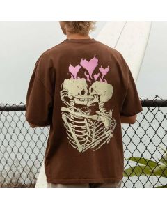 Fashion Skeleton Puff Print T-shirt