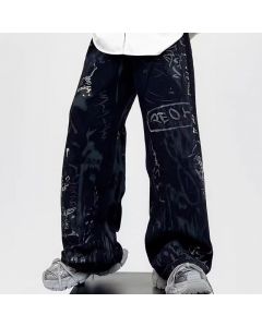 Unisex Graffiti Print Jeans