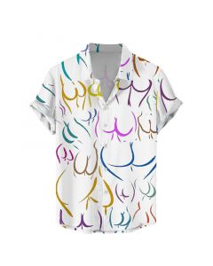 Colorful Hand-Painted Art Print Hawaiian Shirt