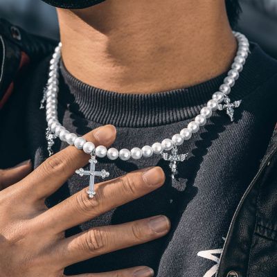 mens pearl necklace Bestseller Pearl Chains, Mens Hip Hop Pearl Chains – Helloice.com