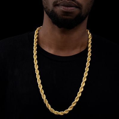 Mens Stainless Steel Gold Plated Rope Chains - Helloice.com