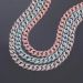 Women's 12mm Pink/Blue Micro Paved Cuban Chain