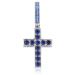 Double-Sided Sapphire&Green Cross Pendant in White Gold