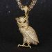 Iced Walking Owl Pendant in Gold