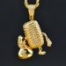 Microphone with Money Bag Pendant in Gold