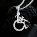 Iced Wheelchair Man Pendant in White Gold