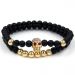 2Pcs Black Frosted & Gold Copper Beads Skull Bracelet