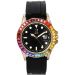 Rainbow Rose Gold Watch with Black Luminous Dial