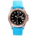 40mm Black Luminous Dial Rose Gold Watch with Blue Silicone Strap