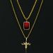 Iced Death Angel Pendant + Cube Pendant Set in Gold