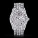 Full Iced Arabic Numerals Date Display Men's Watch in White Gold