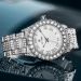 Iced Roman Numerals White Dial Men's Watch in White Gold