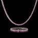 5mm Pink Stones Tennis 18K White Gold Chain and Bracelet Set