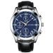 40mm Blue Dial Men's Watch with Black Leather Strap