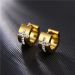 Iced Cross Steel Hoop Earrings in Gold
