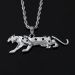 Iced Walking Leopard Pendant in White Gold