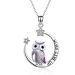 Owl Necklace in White Gold