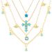 Sterling Silver Turquoise Cross Water Drop Bohemia Necklace 18K Gold