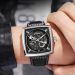 Square Automatic Mechanical Waterproof Watch with Leather Strap